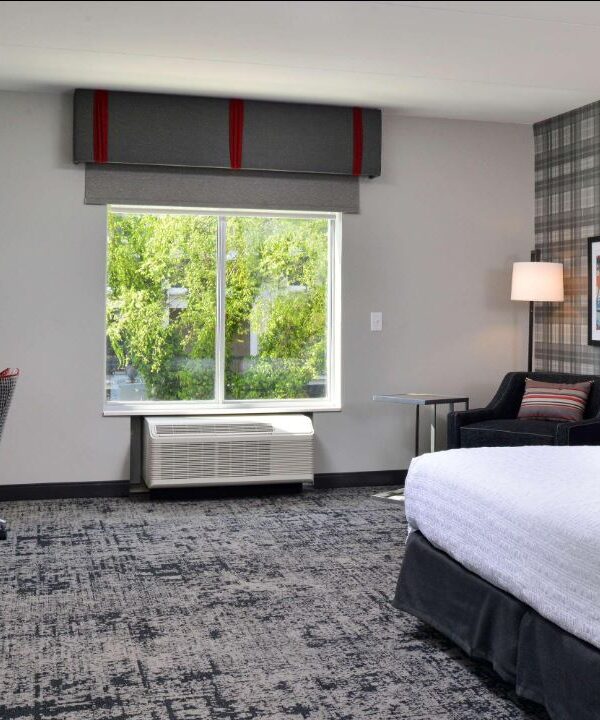 Hampton Inn & Suites hotel drapery in guest room