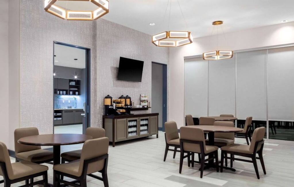 Hyatt House hotel lobby with roller sheer