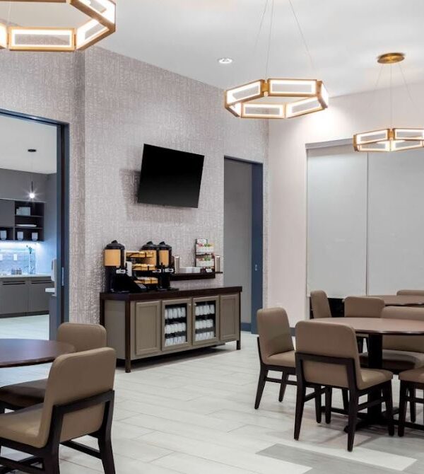 Hyatt House hotel lobby with roller sheer