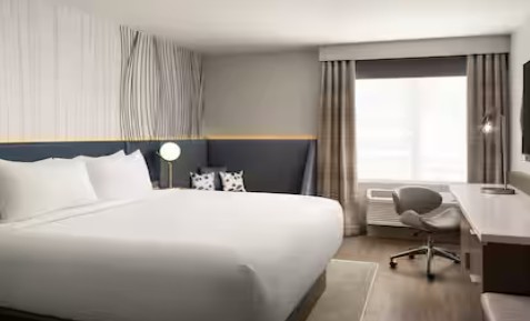 Hotel Lela Tapestry Collection by Hilton hotel with Window roller shades and stationary panels